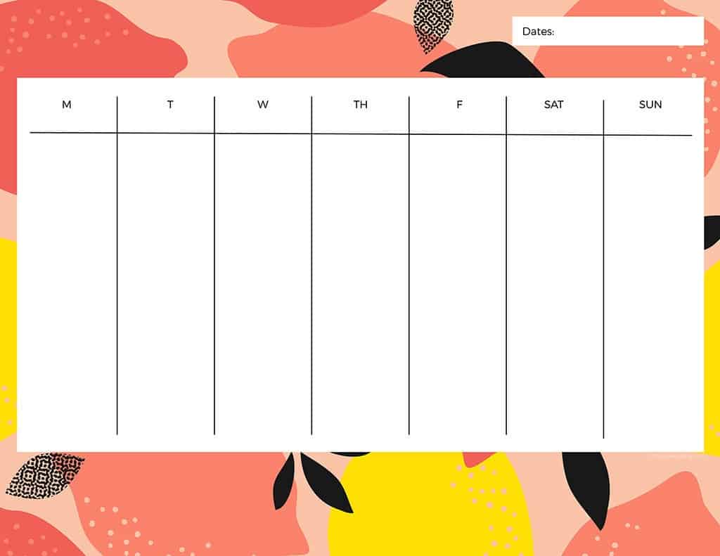 21 cute and FREE printable weekly calendars