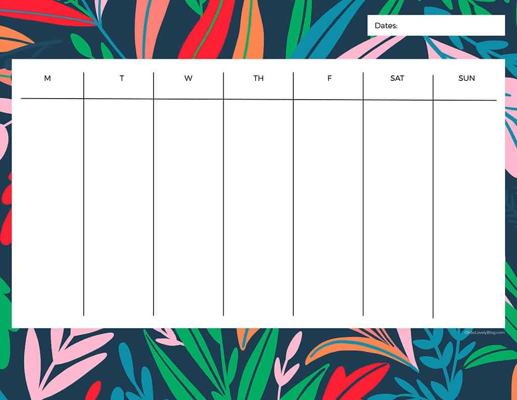 Weekly Calendar Print Free