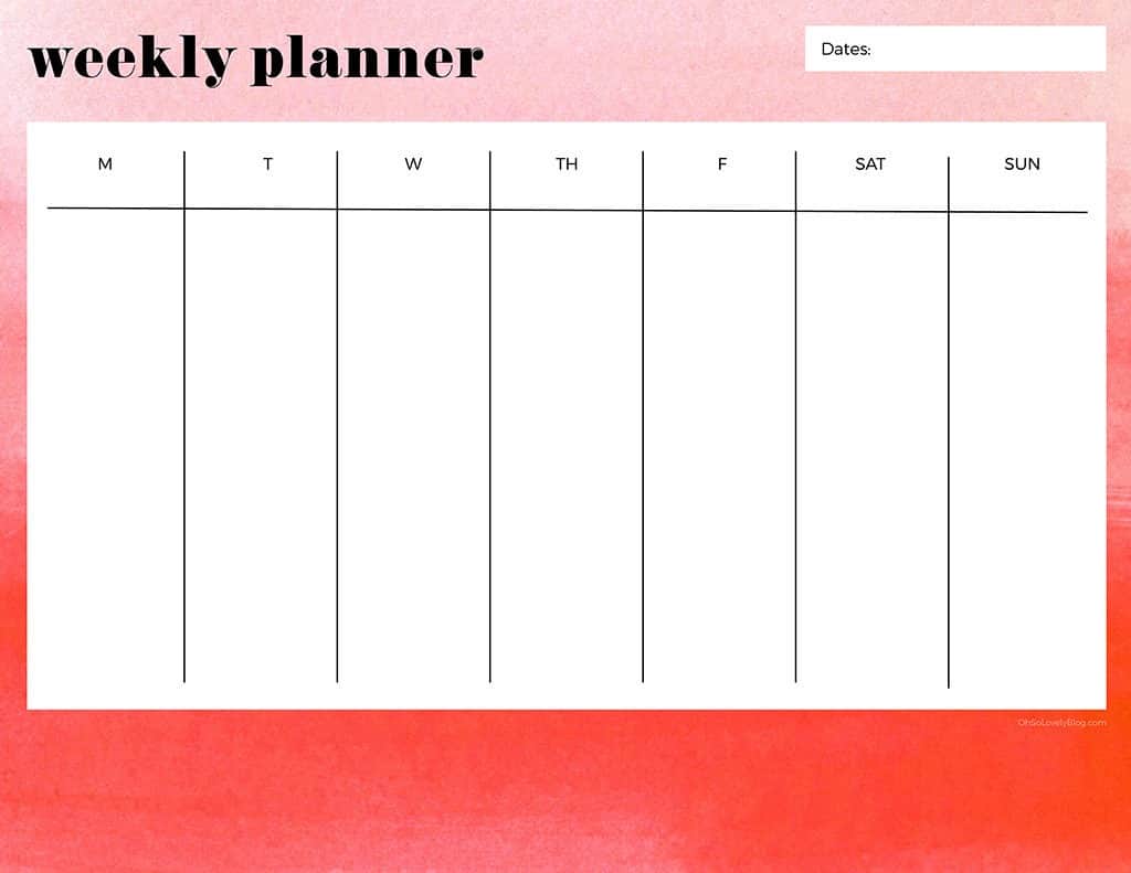 21 cute and FREE printable weekly calendars