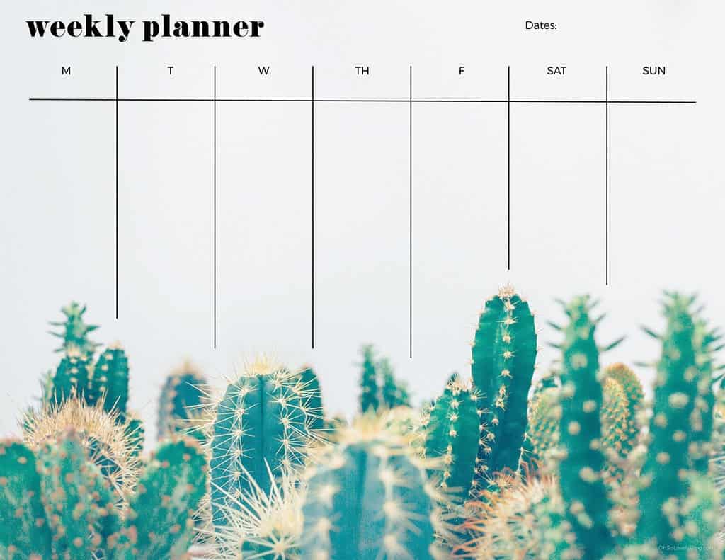 21 cute and FREE printable weekly calendars