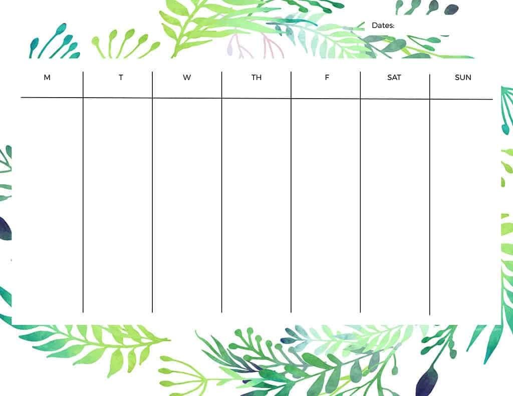 21 cute and FREE printable weekly calendars