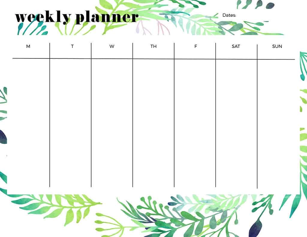 21 cute and FREE printable weekly calendars