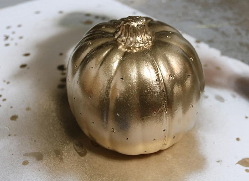 metallic gold drill hole faux pumpkin