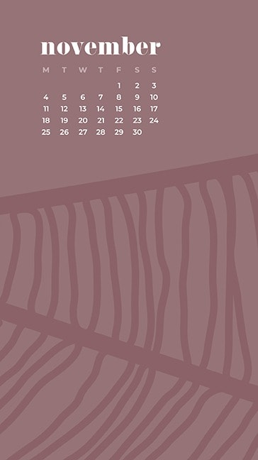 FREE November desktop calendar wallpapers leaf