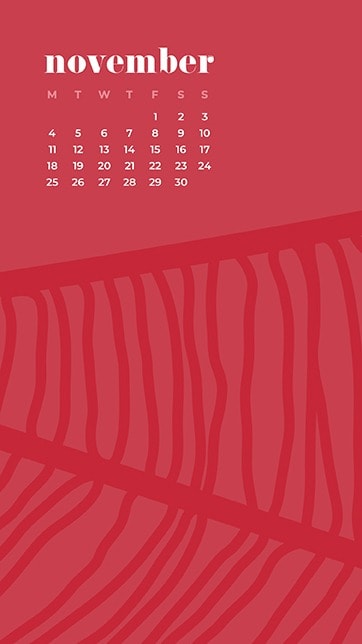 FREE November desktop calendar wallpapers leaf