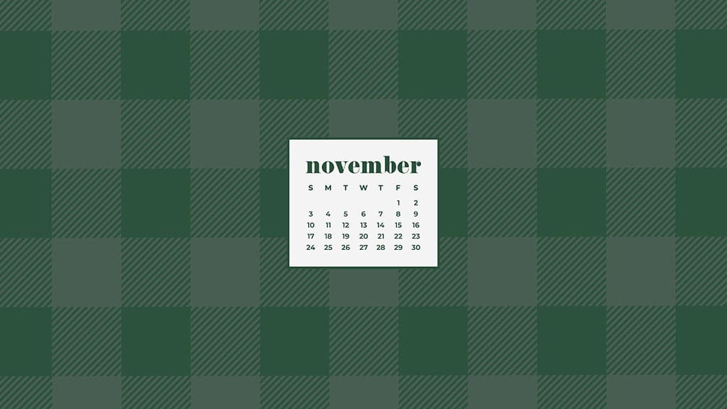 FREE November desktop calendar wallpapers buffalo check