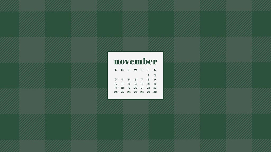 FREE November desktop calendar wallpapers buffalo check