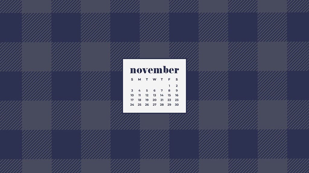 FREE November desktop calendar wallpapers buffalo check