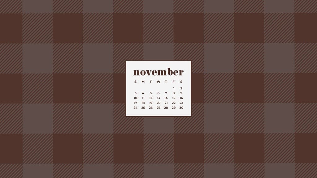 FREE November desktop calendar wallpapers buffalo check