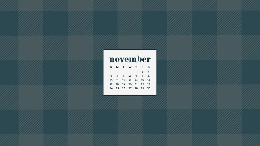 FREE November desktop calendar wallpapers buffalo check