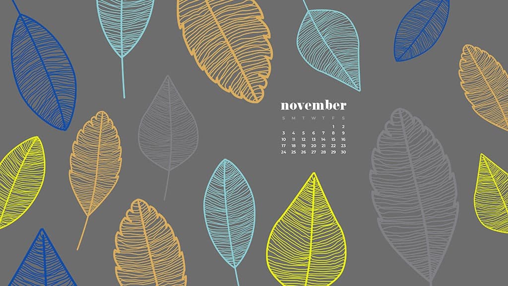 FREE November desktop calendar wallpapers leaf