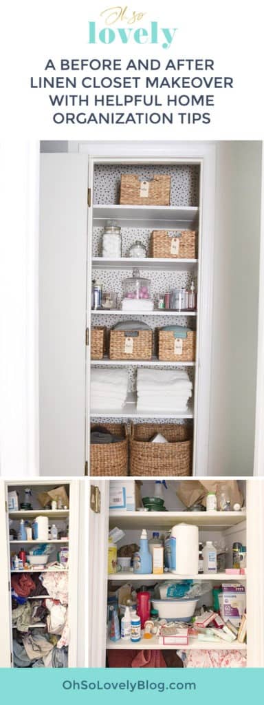 An amazing before and after linen closet makeover with helpful organization tips from Neatly Done home organizing. You have to see this one!