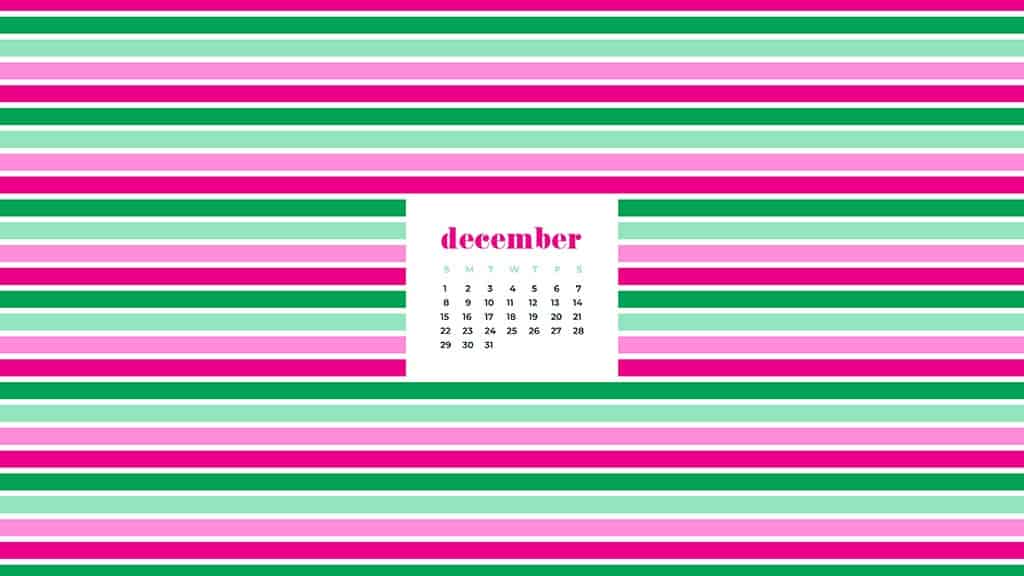 free December wallpaper calendars — colorful stripes