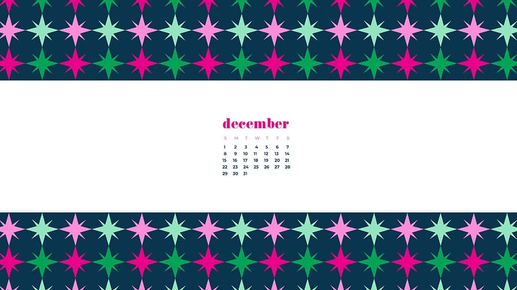 free December wallpaper calendars — modern