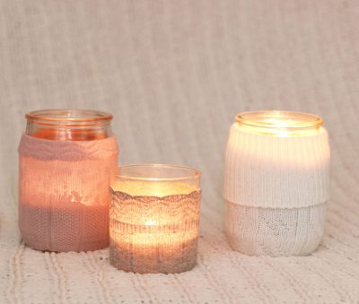 DIY candle sweaters