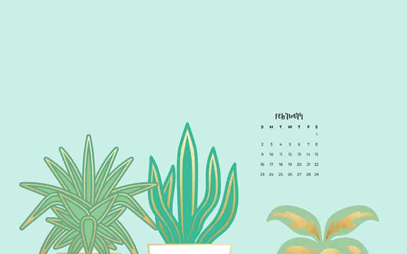 FREE February 2020 wallpapers turquoise plant ladies