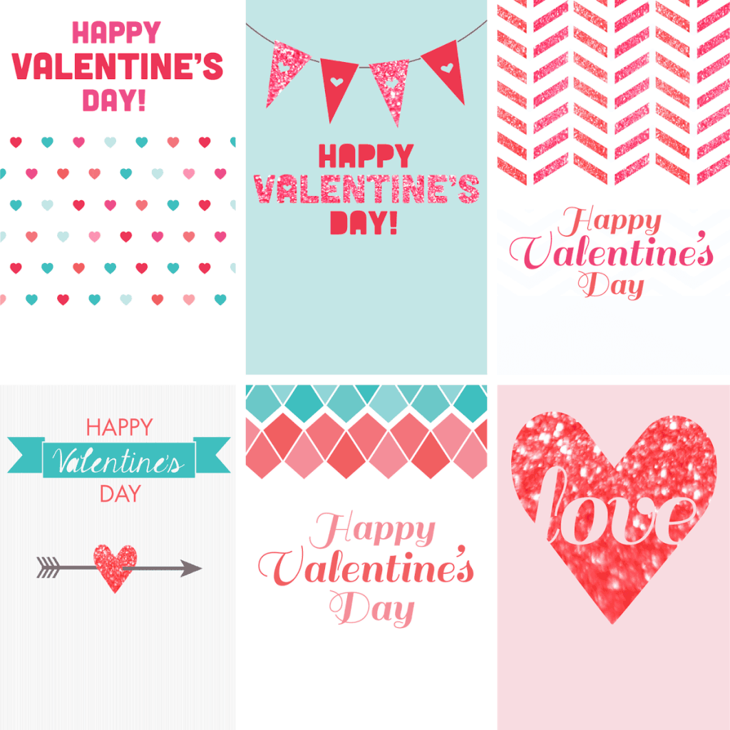 Free Valentine's Day printables! 5 cute designs to choose from – unicorns, robots, glittery designs, and many more. Happy Valentine's Day!