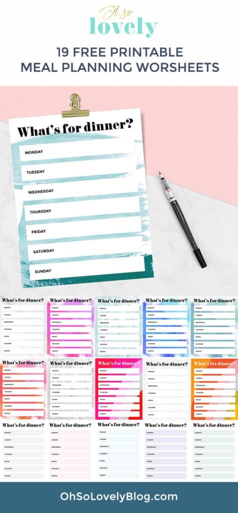 19 free meal planning worksheets — download your printables today and get your dinner time organized and under control. 19 designs to chose from!