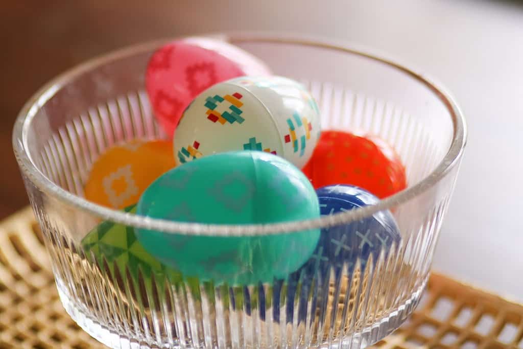 spring home tour colorful easter eggs in a crystal bowl