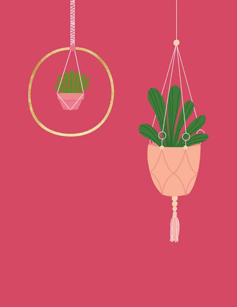 free modern plant printables pink