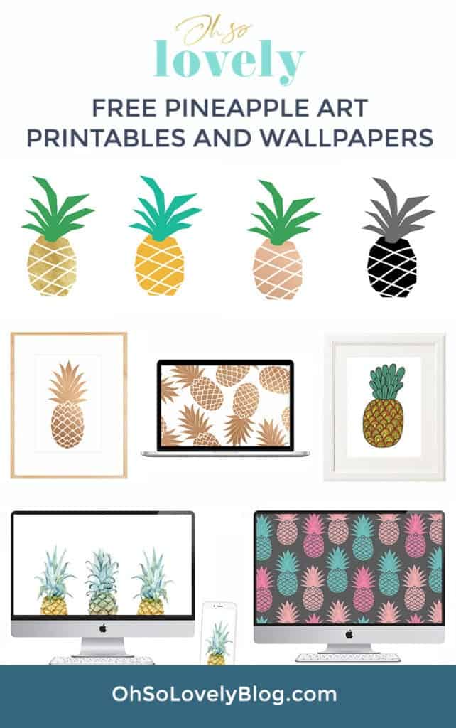 4 free pineapple printables for the pineapple lovers out there (AND MORE)! Simply print, frame, and hang for an affordable and easy seasonal update!