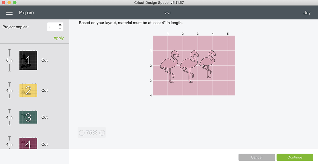 Cricut Design Space and Cricut Access flamingos