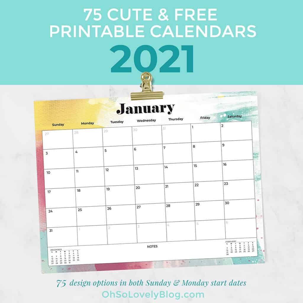 37+ Free Printable Colorful Monthly Calendar 2021 Gif