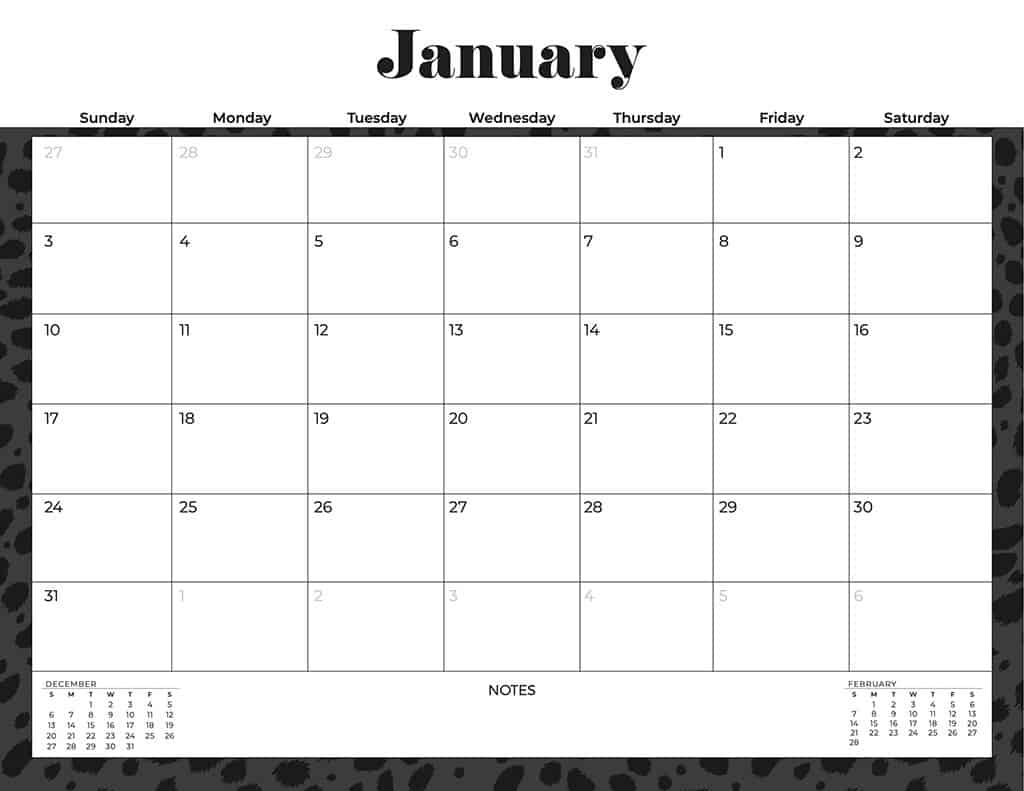 free 2021 calendars cheetah black and white