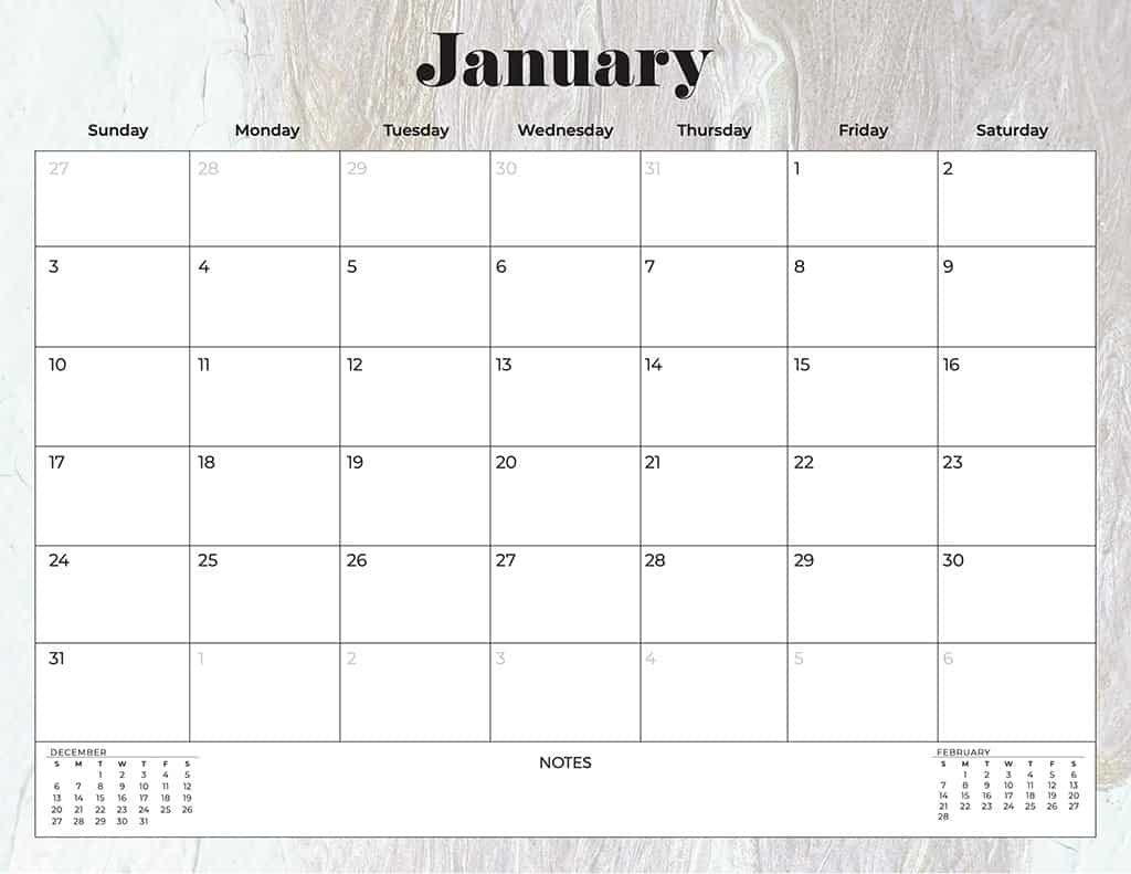 free 2021 calendars marble neutral