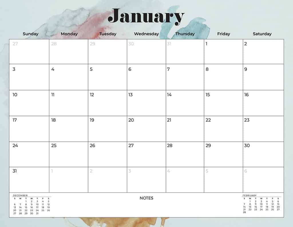 free 2021 printable calendars watercolor