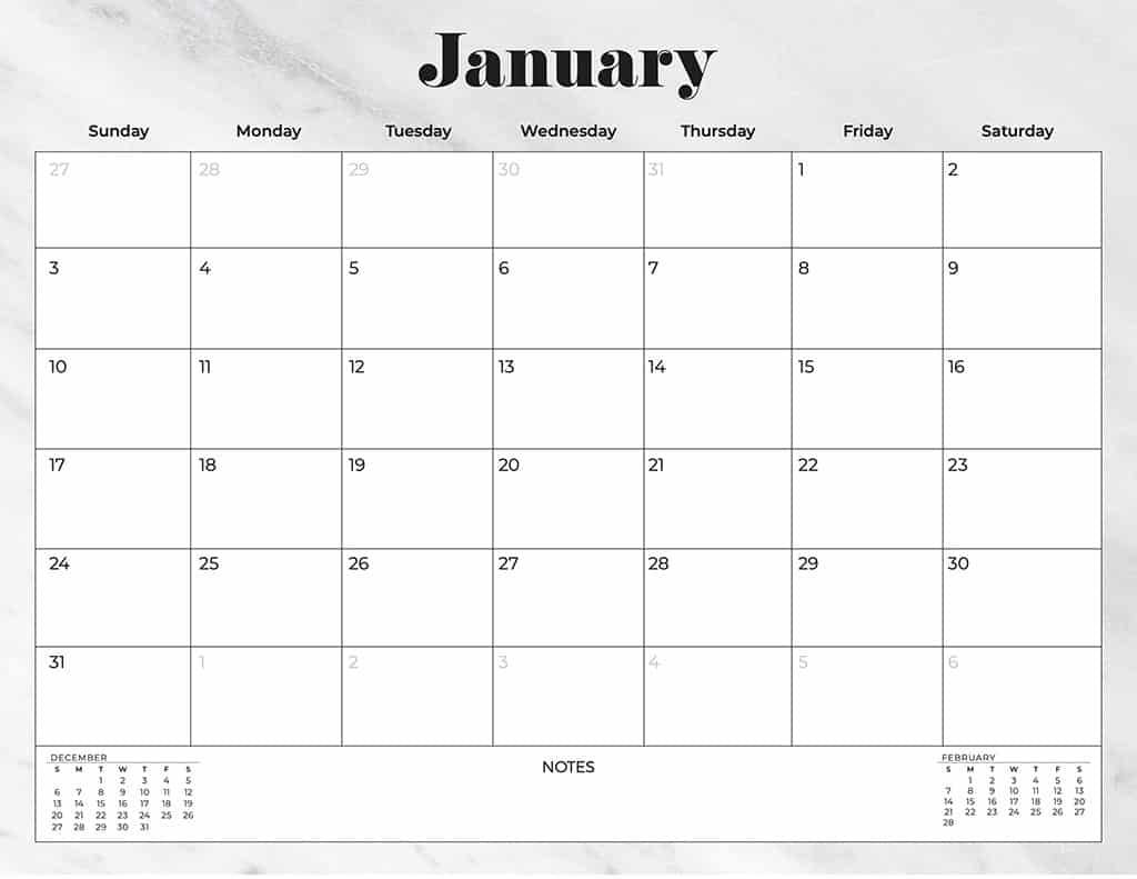 free 2021 calendars neutral marble