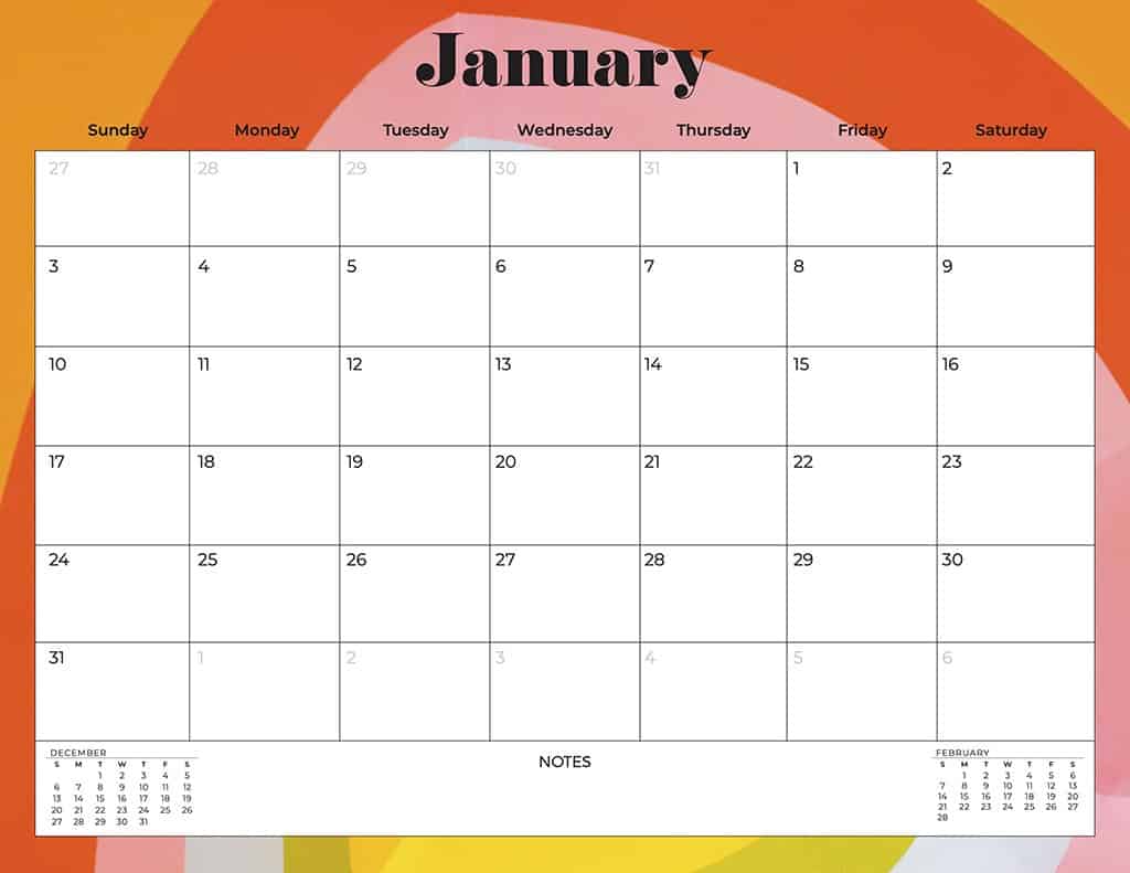 free 2021 printable calendars abstract and colorful rainbow