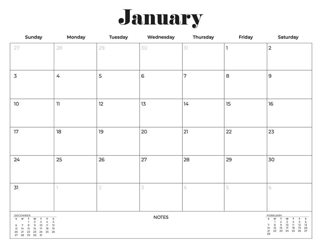 free 2021 calendars minimal and clean