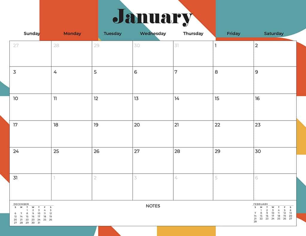 free 2021 printable calendars abstract and mid century modern