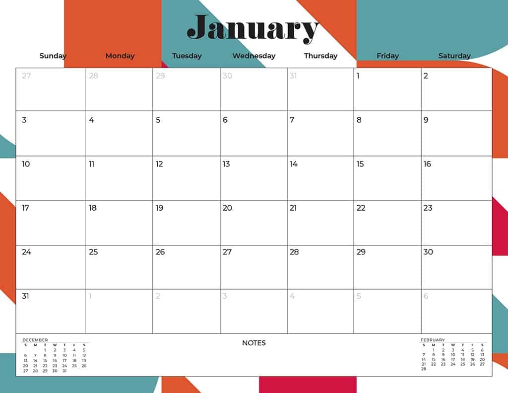 free 2021 calendars mid-century modern