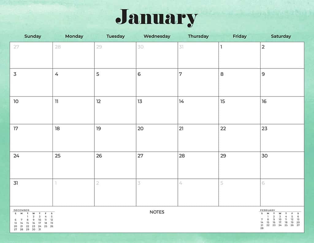 free 2021 calendars green