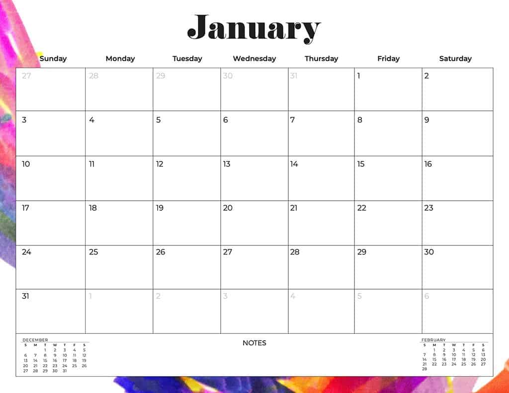 free 2021 calendars colorful rainbow