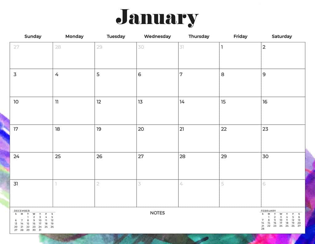 free 2021 calendars colorful rainbow