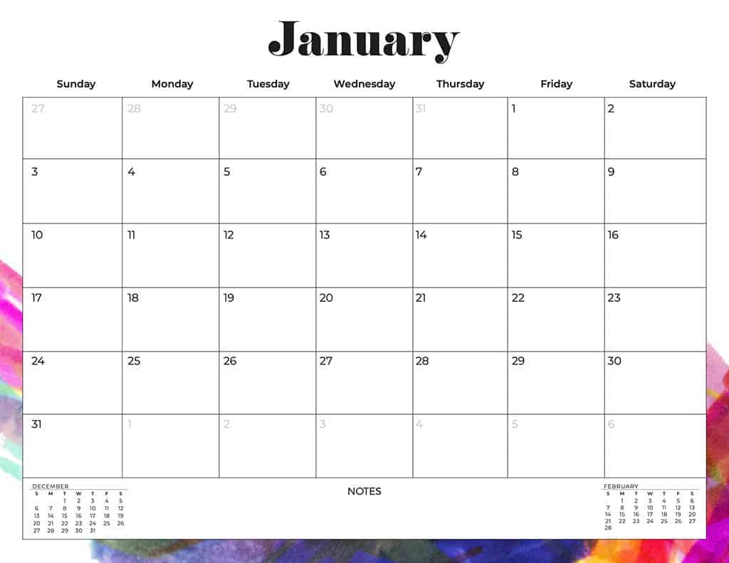 free 2021 calendars colorful rainbow