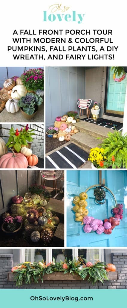 A outdoor fall decor tour — full of colorful and modern pumpkins & plants!