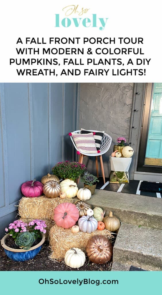 A outdoor fall decor tour — full of colorful and modern pumpkins & plants!