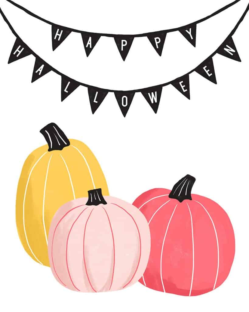 Free Halloween art printables – 21 cute and colorful designs. Affordably update your gallery walls and home decor for the holiday.