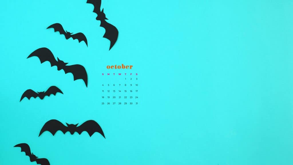 Bats Free October 2020 desktop calendar wallpapers — 22 design options!