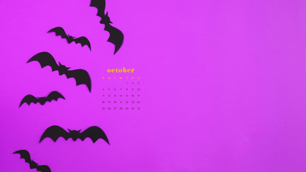 Bats Free October 2020 desktop calendar wallpapers — 22 design options!