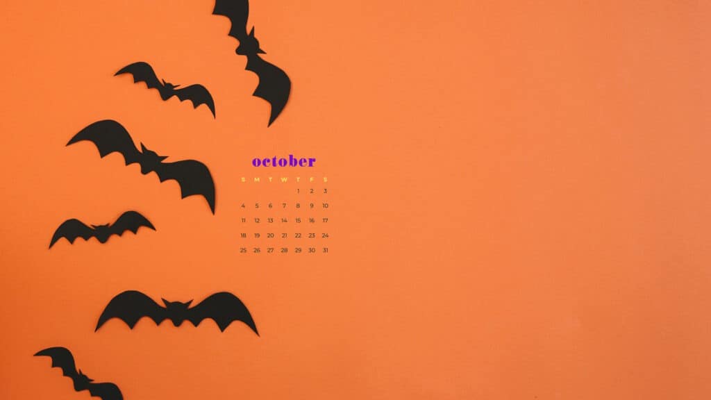 Bats Free October 2020 desktop calendar wallpapers — 22 design options!