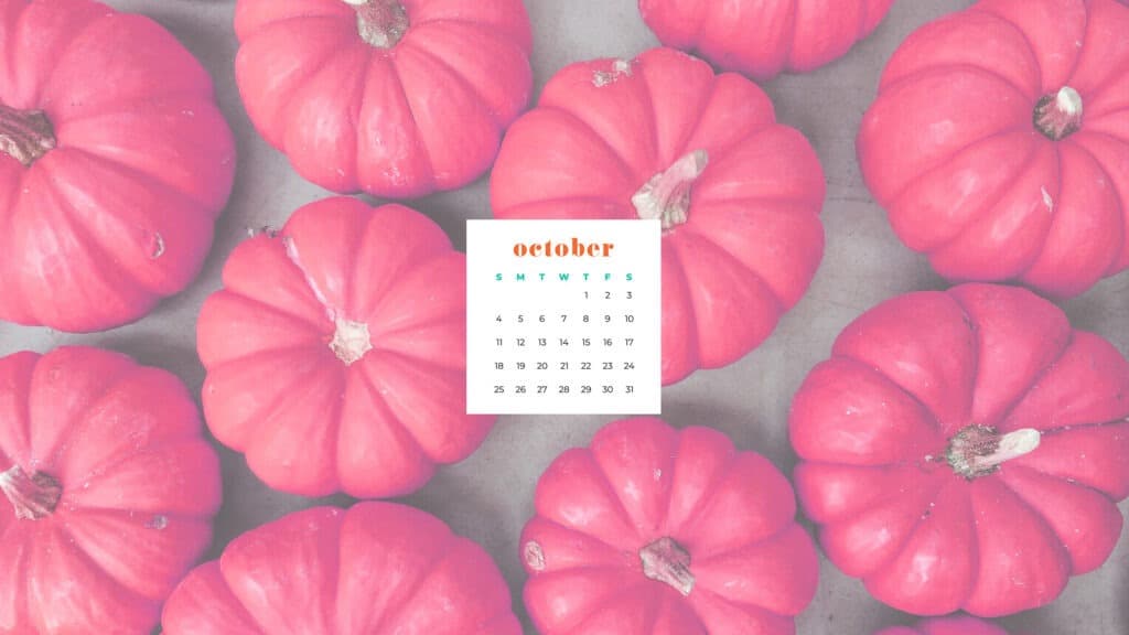 Pink pumpkins Free October 2020 desktop calendar wallpapers — 22 design options!