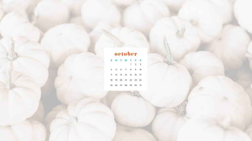 White pumpkins Free October 2020 desktop calendar wallpapers — 22 design options!