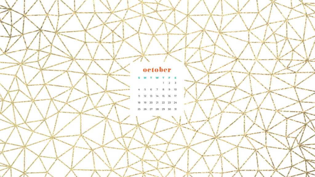 Gold spider webs Free October 2020 desktop calendar wallpapers — 22 design options!