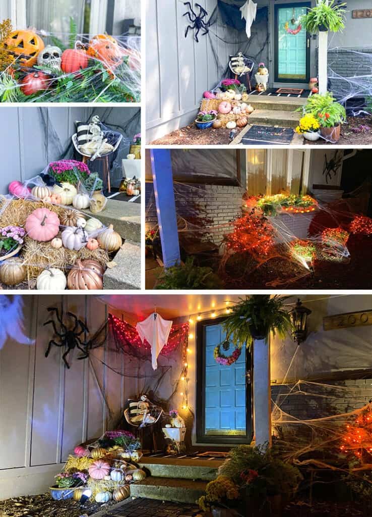 A fun & unique outdoor Halloween decor tour – at both day and nighttime! Full of affordable festivity & spookiness!