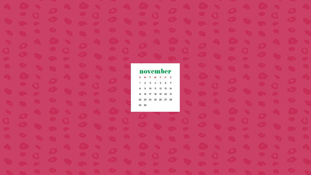 Free November 2020 desktop calendar wallpapers — pink organic polka dots